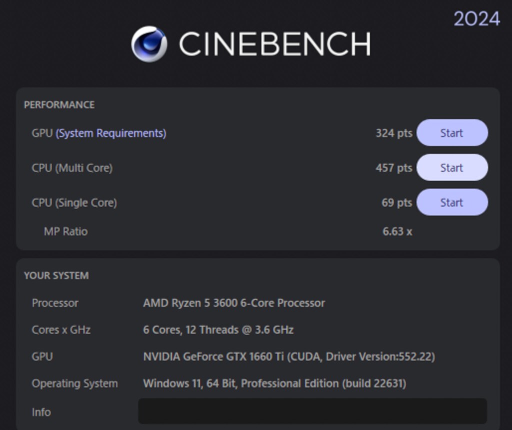 cinebench 2024　3600