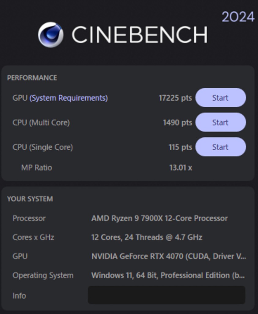 cinebench 2024　7900X